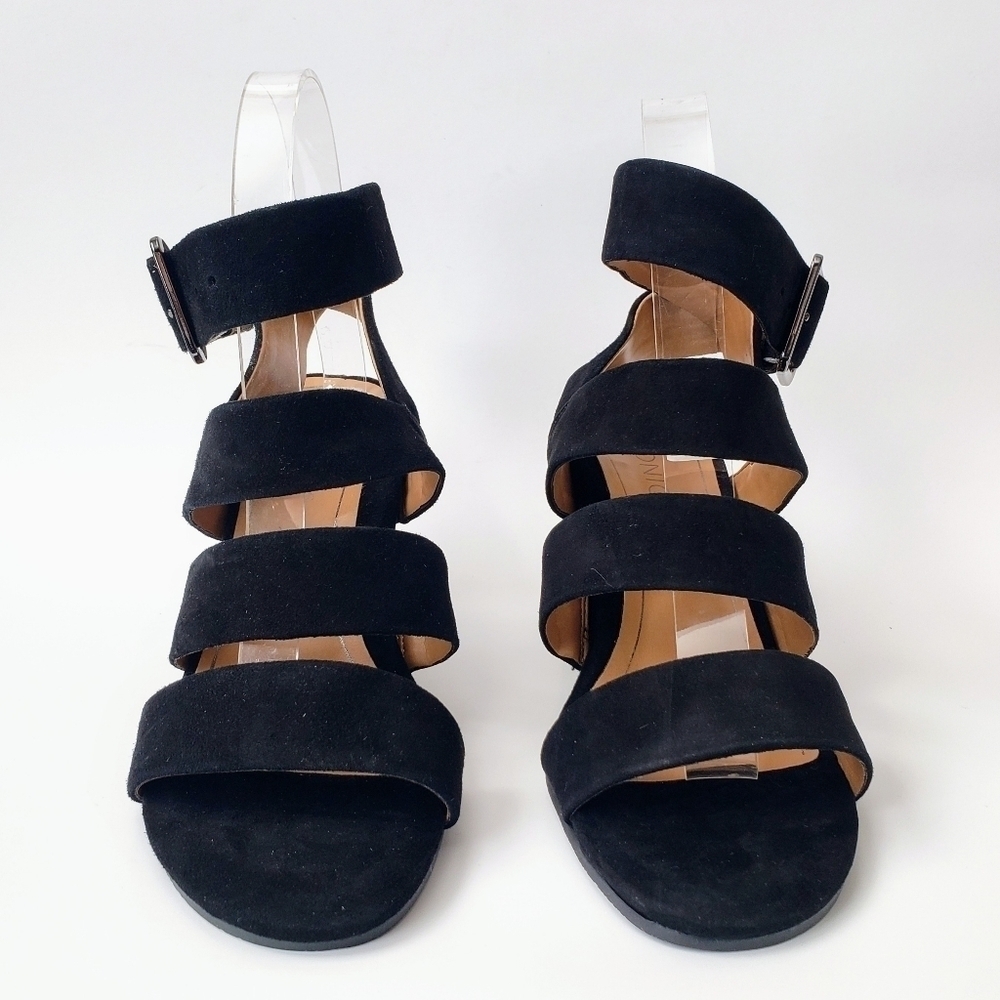 Vionic Black Suede Strappy Stacked Block Heel Blaire Sandals Heels New 6 6.5 - Picture 7 of 15